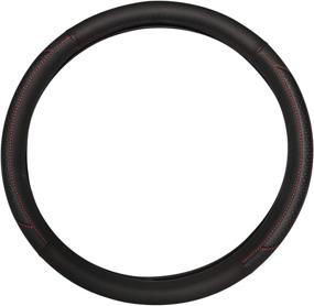 img 3 attached to 🚗 AOTOMIO 15 Inch Black PU Steering Wheel Cover: Universal Fit, Anti-Skid, Heat Resistant, with Air Holes