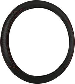 img 2 attached to 🚗 AOTOMIO 15 Inch Black PU Steering Wheel Cover: Universal Fit, Anti-Skid, Heat Resistant, with Air Holes