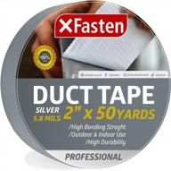 high tensile strength duct tape silver, 5.8mils, 2 inches x 50 yards - all-weather duct repair tape for commercial use, heavy-duty repair, packing with temperature and shear stress resistance - xfasten logo