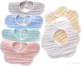 img 4 attached to 👶 8-Layer Organic Cotton Muslin Baby Bibs: Ultimate Drool & Teething Protection for Unisex Boys and Girls, Adjustable Lap-Shoulder Cloths Scarf Bibs