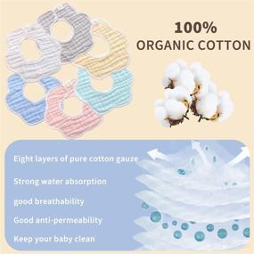 img 1 attached to 👶 8-Layer Organic Cotton Muslin Baby Bibs: Ultimate Drool & Teething Protection for Unisex Boys and Girls, Adjustable Lap-Shoulder Cloths Scarf Bibs