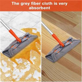 img 2 attached to 🧹 Baban Flat Mop with 2 Reusable Microfiber Pads, Including 30 Disposable Cloth Mops and Long Handle - Perfect Dry Wet Dust Mop for Home, Commercial, Wooden, Tile, and Laminate Floor Cleaning