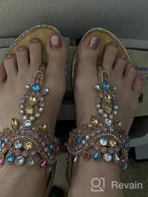 img 5 attached to Sparkle And Comfort Combined: ICKER Women'S T-Strap Rhinestone Sandals With Bohemian Pearl And Crystal Embellishments