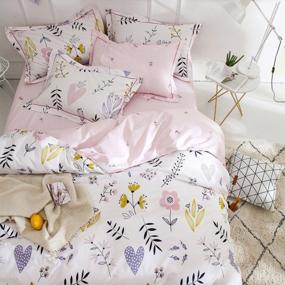 img 3 attached to 🌸 Floral Kids Girls Bedding Deep Pocket Fitted Sheet - Lightweight Cotton Twin Flower Children's Sheet for Single Beds with Soft Touch - Mattress Cover with Deep Pocket (NO Pillowcases Included)