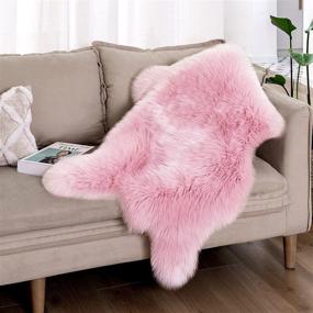 img 4 attached to Plush Pink Faux Fur Sheepskin Area Rug - Ultra Soft And Fluffy For Living Room Or Bedroom Decor, Washable And Small Sized Shag Carpet, 2X3 Feet