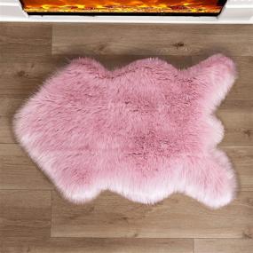 img 2 attached to Plush Pink Faux Fur Sheepskin Area Rug - Ultra Soft And Fluffy For Living Room Or Bedroom Decor, Washable And Small Sized Shag Carpet, 2X3 Feet