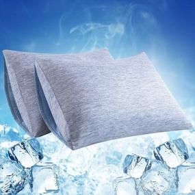 img 4 attached to 2 Pack Envelope Pillowcases With Arc-Chill Cooling & Cotton Fiber Design For Anti-Static, Skin-Friendly Comfort - 20X36 In Blue LUXEAR Cooling Pillowcases Machine Washable