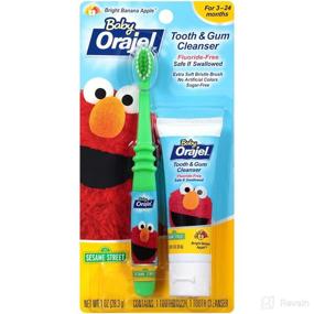 img 4 attached to 🍌 Orajel Baby Elmo Tooth and Gum Cleanser with Toothbrush, Apple Banana, 1 oz