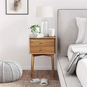 img 3 attached to 🛏️ Nathan James 32704 Harper Mid-Century Oak Wood Nightstand: Small Side End Table with 2-Drawers and Brown Storage