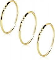 набор из 3 узких тонких чеканных колец me &amp; hz с позолотой 14 карат для женщин - золотые, серебряные и розовые золотые кольца trio midi rings - минималистские украшения размером от 4 до 9 логотип