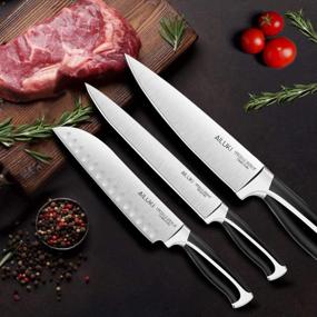 img 1 attached to 18 Piece Kitchen Knife Set With Black Block Wooden And Sharpener - High Carbon German Stainless Steel Chef Knives - Ultra Sharp Full Tang Forged Professional Cutlery Set