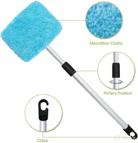 img 3 attached to 🚗 Efficient Windshield Cleaner Kit - Car Window Wiper with Extendable Handle and Microfiber Pads for Crystal Clear Glass