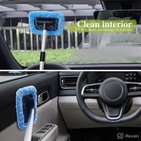 img 1 attached to 🚗 Efficient Windshield Cleaner Kit - Car Window Wiper with Extendable Handle and Microfiber Pads for Crystal Clear Glass