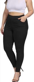 img 4 attached to Plus Size Skinny Pants For Women: Stretchable, Pull-On, High Waist, With Pockets By ALLEGRACE