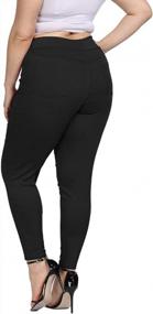 img 3 attached to Plus Size Skinny Pants For Women: Stretchable, Pull-On, High Waist, With Pockets By ALLEGRACE