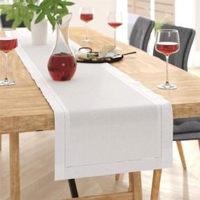 img 2 attached to White Linen Hemstitch Table Runner - 16"X126" Handmade For A Timeless Look - Machine Washable