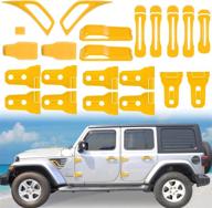 bonbo 22pcs engine hood door hinge cover ac vent trim exterior accessories for 2018-2022 jeep wrangler jl jlu sports sahara freedom rubicon (yellow) logo
