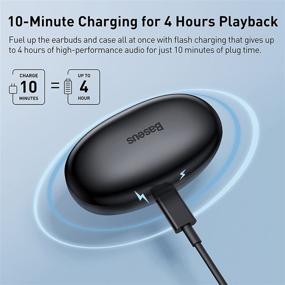 img 3 attached to 🎧 Baseus W11 Wireless Earbuds Bluetooth Earphones with Wireless Charging Case, IPX8 Waterproof, 10mm Dynamic Driver, APP Anti-Lost Function for iPhone 12/13/Pro, Android - Black