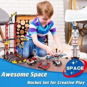 img 2 attached to City Space Exploration Rocket Toy - Building Blocks Sets For 6 7 8 9 10 11 12 Year Old Boys Girls, With Mars Rover, Launcher, Satellite, Aerospace Spaceship Toys Gifts For Kids Aged 6-12 (542 PCS)