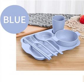 img 3 attached to Greenandlife Unbreakable Divided Portion Plate Set - Microwave & Dishwasher Safe, 6 Piece Set With Bowl, Cup, Fork, Spoon, And Knife For Kids And Adults (Blue)