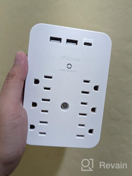 img 1 attached to Expand Your Power With The Wall Outlet Extender - Surge Protector Featuring 6 AC Outlets, Shelf, 2 USB And USB C Charging Ports - Black review by Lance Jenkins