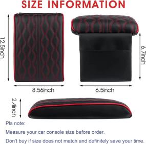 img 3 attached to YTAIATY Universal Fit Auto Center Console Cover Pad for Truck, Car, SUV - Memory Foam Armrest Cushion with Phone Pocket - Red PU Leather Seat Box Protector