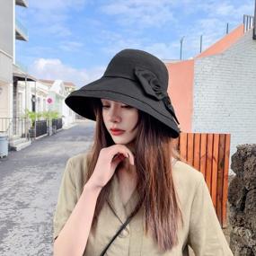 img 2 attached to Women'S Sun Hats Summer Beach UPF 50+ UV Protection Packable Wide Brim Chin Strap Reversible Oversized Bucket Hat