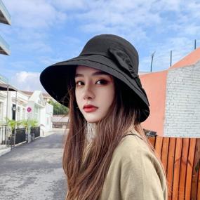 img 1 attached to Women'S Sun Hats Summer Beach UPF 50+ UV Protection Packable Wide Brim Chin Strap Reversible Oversized Bucket Hat