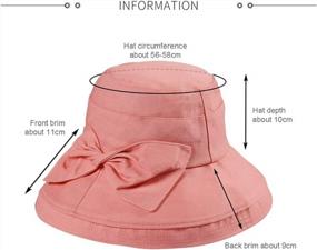 img 3 attached to Женские солнцезащитные шляпы Летний пляж UPF 50+ Защита от ультрафиолета Упаковываемая широкополая ремешок для подбородка Двусторонняя негабаритная шляпа-ведро