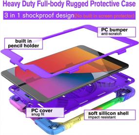 img 2 attached to Protective IPad Case With Rotating Stand, Hand Strap, And Pencil Holder - Hybrid Shockproof Cover For 9Th, 8Th, And 7Th Generation IPad 10.2-Inch (2021/2020/2019) In Purple