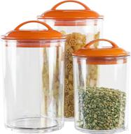 🍊 reston lloyd calypso basics acrylic storage canisters - set of 3, vibrant orange логотип