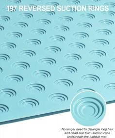 img 2 attached to 🛁 Non-Slip Bath Mat by OTHWAY: Extra Long 39x16inch Bathtub Mat for Refinished Tubs │Natural Rubber Material │Ideal for Elderly and Children │Lake Blue Color