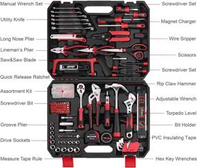img 3 attached to 🔧 Eastvolt 218-Piece Household Tool Kit: Complete Auto Repair Set for Homeowners - Hammer, Pliers, Screwdrivers, Sockets, and Storage Case