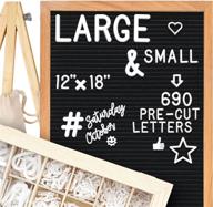 12x18 letter board set - 690 precut letters, stand, cursive words & upgraded wooden sorting tray (black) logo