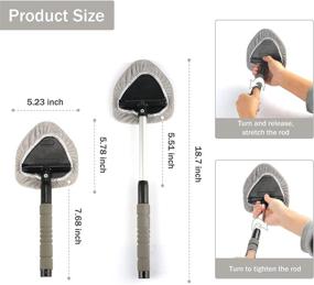 img 2 attached to 🧽 JUSTTOP Window Windshield Cleaning Tool - Extendable Long-Reach Handle, Washable Reusable Microfiber Cloth - Car & Office Interior Exterior Use Accessories, Grey