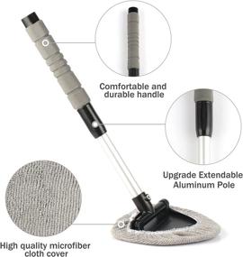 img 3 attached to 🧽 JUSTTOP Window Windshield Cleaning Tool - Extendable Long-Reach Handle, Washable Reusable Microfiber Cloth - Car & Office Interior Exterior Use Accessories, Grey