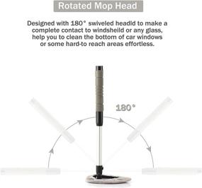 img 1 attached to 🧽 JUSTTOP Window Windshield Cleaning Tool - Extendable Long-Reach Handle, Washable Reusable Microfiber Cloth - Car & Office Interior Exterior Use Accessories, Grey