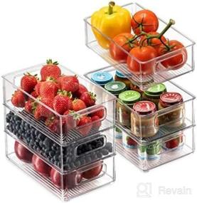 img 2 attached to 6-Piece Clear Plastic Refrigerator Organizer Set – Varied Sizes Fridge Storage 🏢 Bins with Easy-to-Carry Handles, BPA-Free Freezer Shelves Container for Kitchen, Bathroom, Drawers, and Cabinets