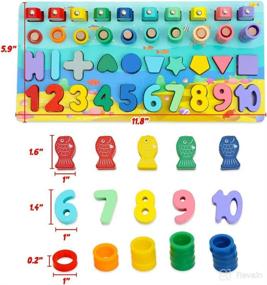 img 2 attached to 🧩 Wooden Number Puzzle and Shape Sorting Toy: Educational Montessori Toy for Toddlers & Preschoolers