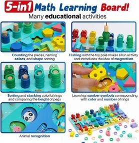 img 1 attached to 🧩 Wooden Number Puzzle and Shape Sorting Toy: Educational Montessori Toy for Toddlers & Preschoolers