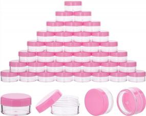 img 4 attached to Набор из 40 розовых пластиковых косметических контейнеров с крышками - размер 10 г для лосьона, кремов, тонеров, бальзамов для губ, образцов макияжа - банки без бисфенола-А идеально подходят для хранения и путешествий