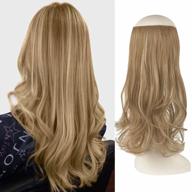 фешфен 18-дюймовые волнистые волосы из синтетического материала с невидимой проволокой и прозрачным ободком для женщин: регулируемые и секретные насадки для волос. логотип