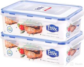 img 4 attached to 🥡 BPA-Free Plastic Food Storage Containers with Lids - [2 Pack], Airtight Meal Prep Containers for Kitchen, 38.9oz/1150ml/4.7cup