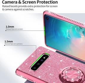 img 1 attached to 💎 OCYCLONE Glitter Diamond Samsung Galaxy S10 Case with Ring Stand - Cute Protective Cover with Kickstand for Women and Girls (Pink, 6.1 inch)