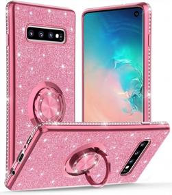 img 4 attached to 💎 OCYCLONE Glitter Diamond Samsung Galaxy S10 Case with Ring Stand - Cute Protective Cover with Kickstand for Women and Girls (Pink, 6.1 inch)