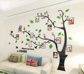 img 3 attached to Large Green Leaves Right 3D Family Tree Photo Frames Wall Decals For Living Room Beach Decor, 90×68 Inches - Beddinginn