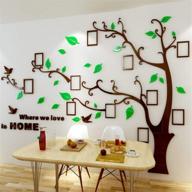 large green leaves right 3d family tree photo frames wall decals for living room beach decor, 90×68 inches - beddinginn логотип