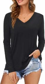 img 3 attached to Amoretu Women'S Solid Color Blouse: V-Neck T-Shirts With Short/Long Sleeves For Top Style