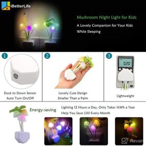 img 3 attached to 🍄 Super Power Saving Sensor Night Light Color Changing - iBetterLife Plug in Wall LED Mushroom Nightlight with Dusk to Dawn Sensor Auto On/Off - 2 Pack, Cottage Core Decor Lamp