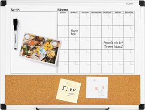 img 3 attached to VUSIGN 2-In-1 Monthly Whiteboard And Cork Board Combo, 18" X 24" Planning Board With Silver Aluminium Frame